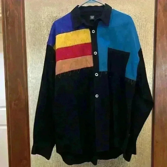 Vintage 90’s Machine Colorblock 💯 cotton shirt - Picture 1 of 4